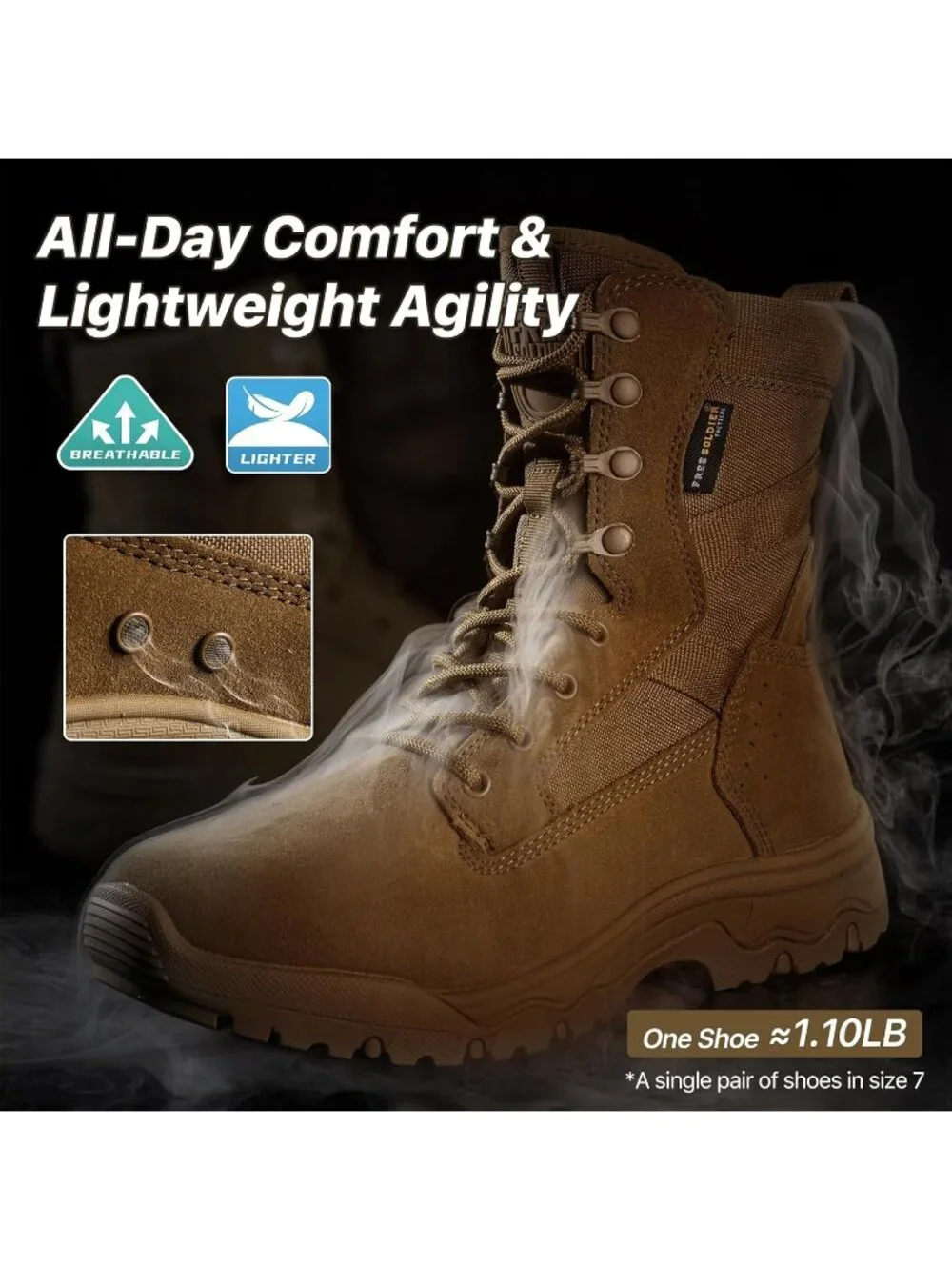 Men's Bright Brown Combat Boots Durable Suede Leather Military Army Desert Boot